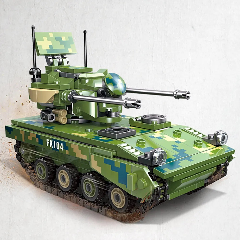 JieStar Building Block Set: Type 09 Twin 35 Anti Aircraft Gun Tank, Model 61062