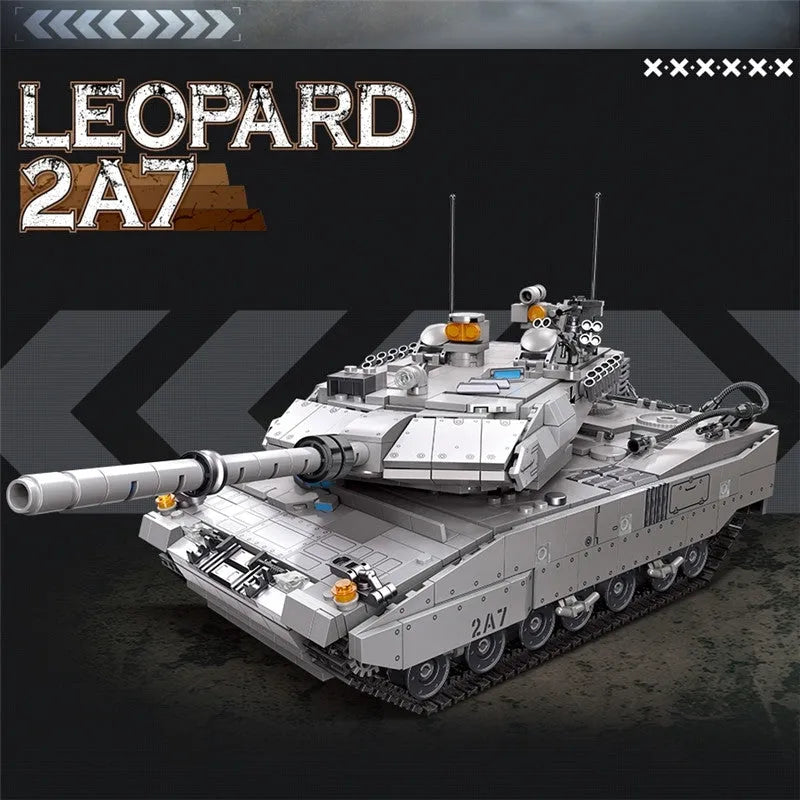 JieStar Motorized Building Block Set: WW2 Leopard 2A7 Main Battle Tank, Model 61036