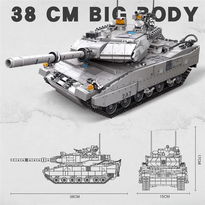 JieStar Motorized Building Block Set: WW2 Leopard 2A7 Main Battle Tank, Model 61036