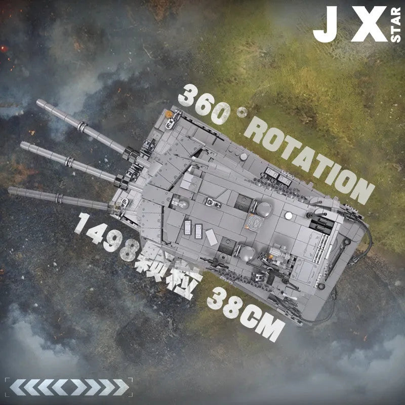 JieStar Motorized Building Block Set: WW2 Leopard 2A7 Main Battle Tank, Model 61036