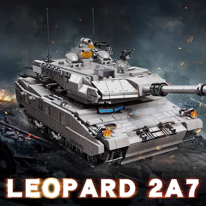 JieStar Motorized Building Block Set: WW2 Leopard 2A7 Main Battle Tank, Model 61036