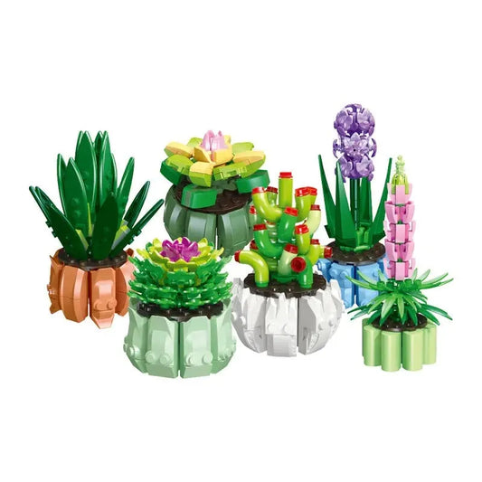 JieStar MOC Building Block Set: Succulent Potted Plants MOC 92314
