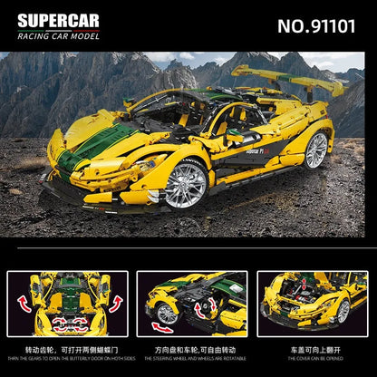 JieStar MOC Motorized Building Block Set: 91101 Super Racing McLaren P1 Sports Car