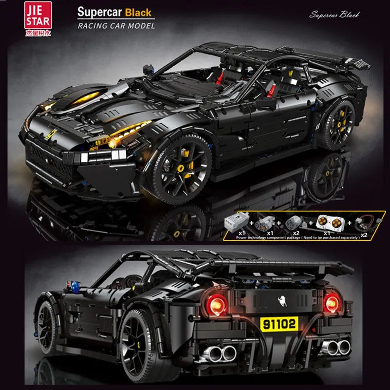 JieStar MOC Building Block Set: 91102 Tech RC Motorized Ferrari F12 Racing Car, Model 91102-1