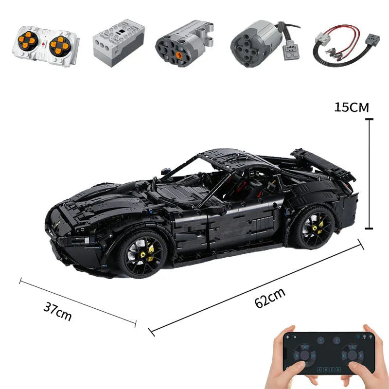 JieStar MOC Building Block Set: 91102 Tech RC Motorized Ferrari F12 Racing Car, Model 91102-1