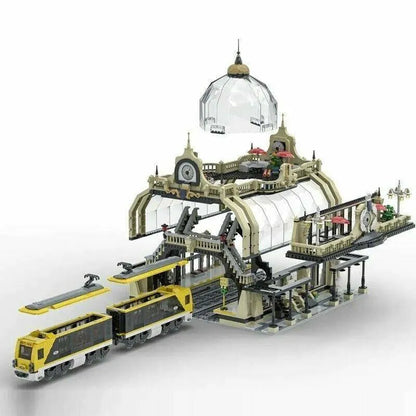 JieStar MOC Building Block Set: Street European Train Station, Model 89104