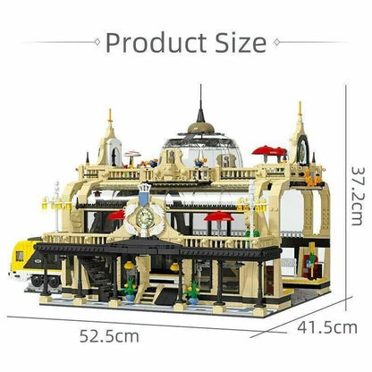 JieStar MOC Building Block Set: Street European Train Station, Model 89104
