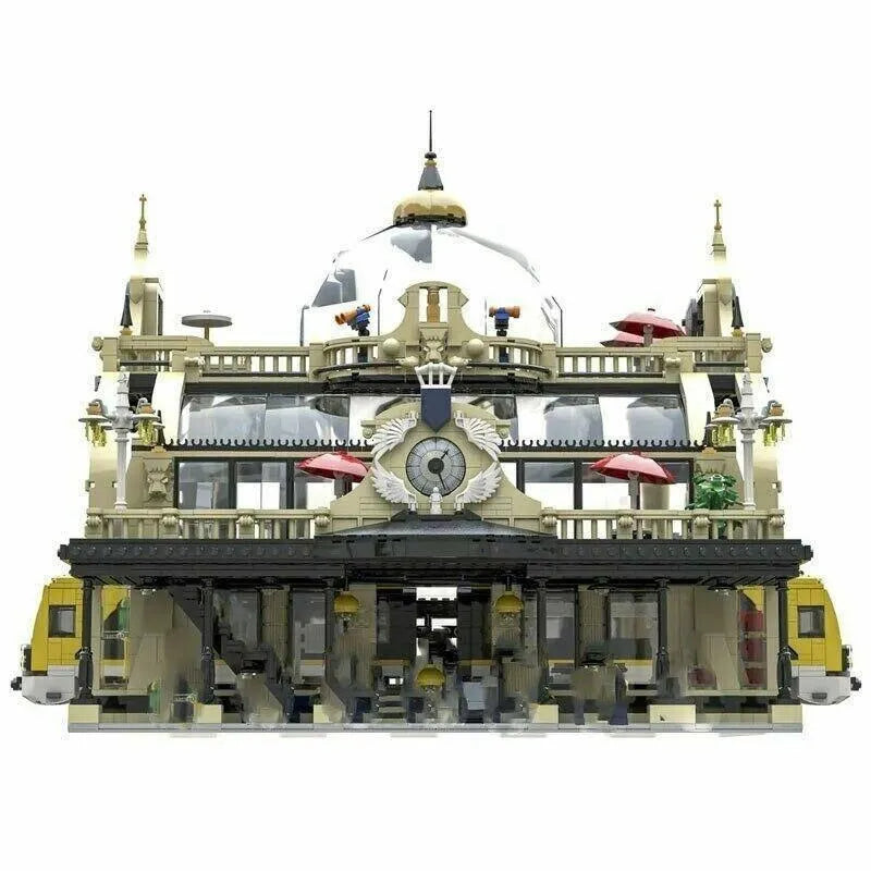 JieStar MOC Building Block Set: Street European Train Station, Model 89104