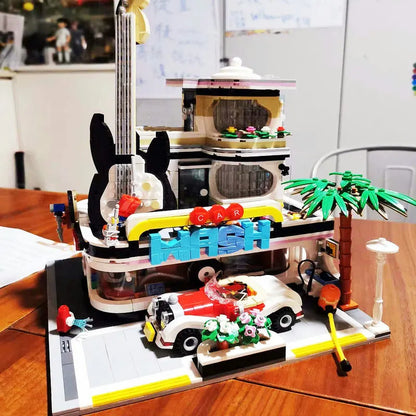 JieStar MOC Building Block Set: Car Wash Music Shop Concert, Model 89105