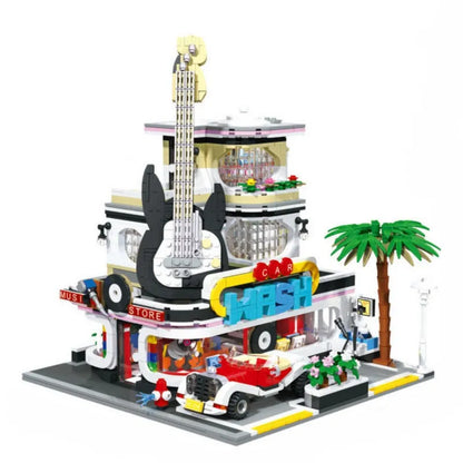 JieStar MOC Building Block Set: Car Wash Music Shop Concert, Model 89105