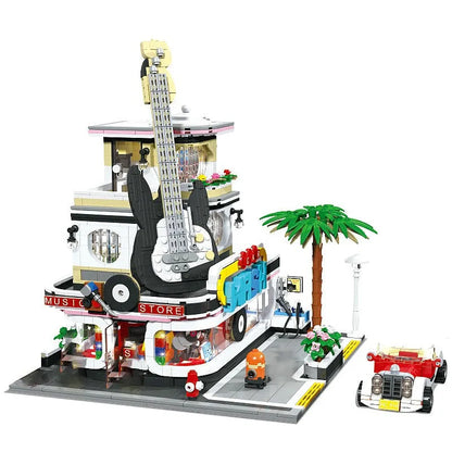 JieStar MOC Building Block Set: Car Wash Music Shop Concert, Model 89105