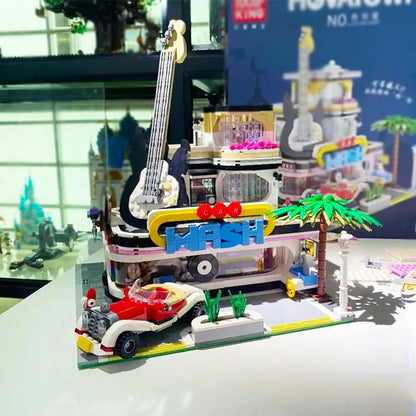 JieStar MOC Building Block Set: Car Wash Music Shop Concert, Model 89105