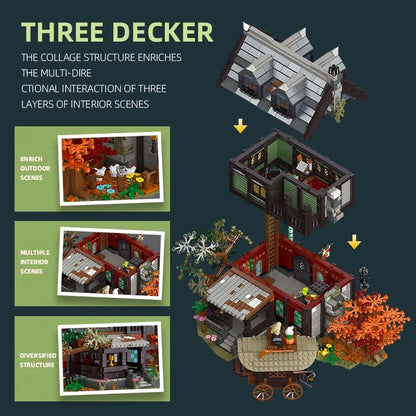 JieStar MOC Building Block Set: Medieval Hotel Town Inn, Model 89148