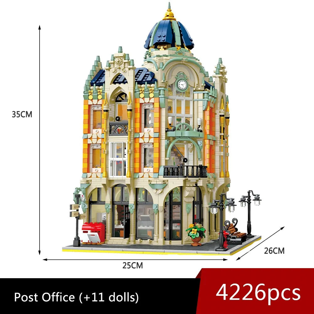 JieStar MOC Building Block Set: Corner Post Office, Model 89111