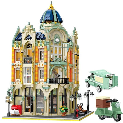 JieStar MOC Building Block Set: Corner Post Office, Model 89111