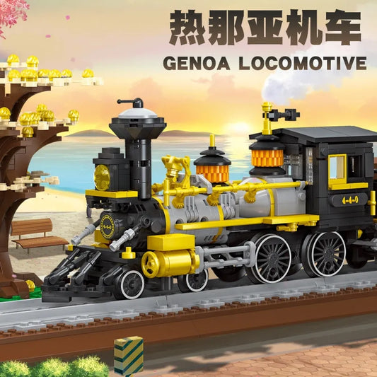 JieStar MOC Building Block Set: Genoa Locomotive City Train 59010