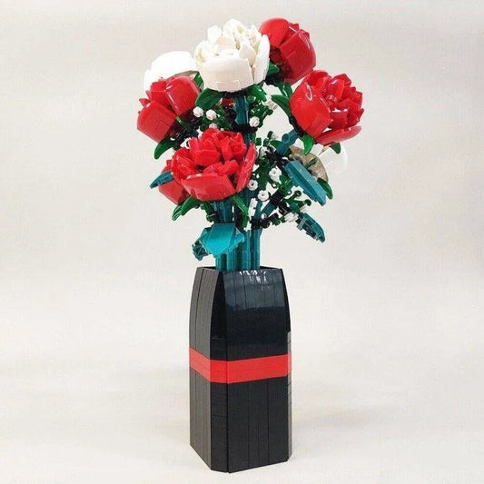 JieStar MOC Building Block Set: Idea Potted Rose Flower Plant, Model 92365