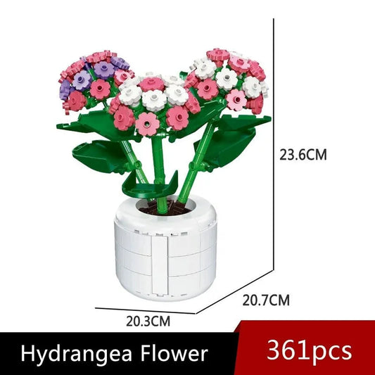 JieStar MOC Building Block Set: Potted Hydrangea Plant, Model 92362