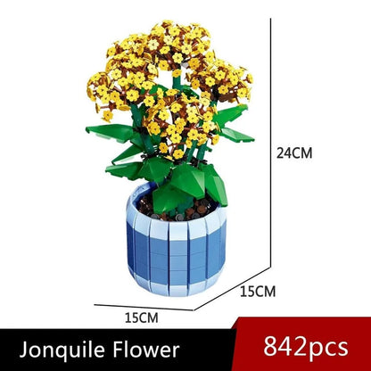 JieStar MOC Building Block Set: Potted Jonquil Plant, Model 92364