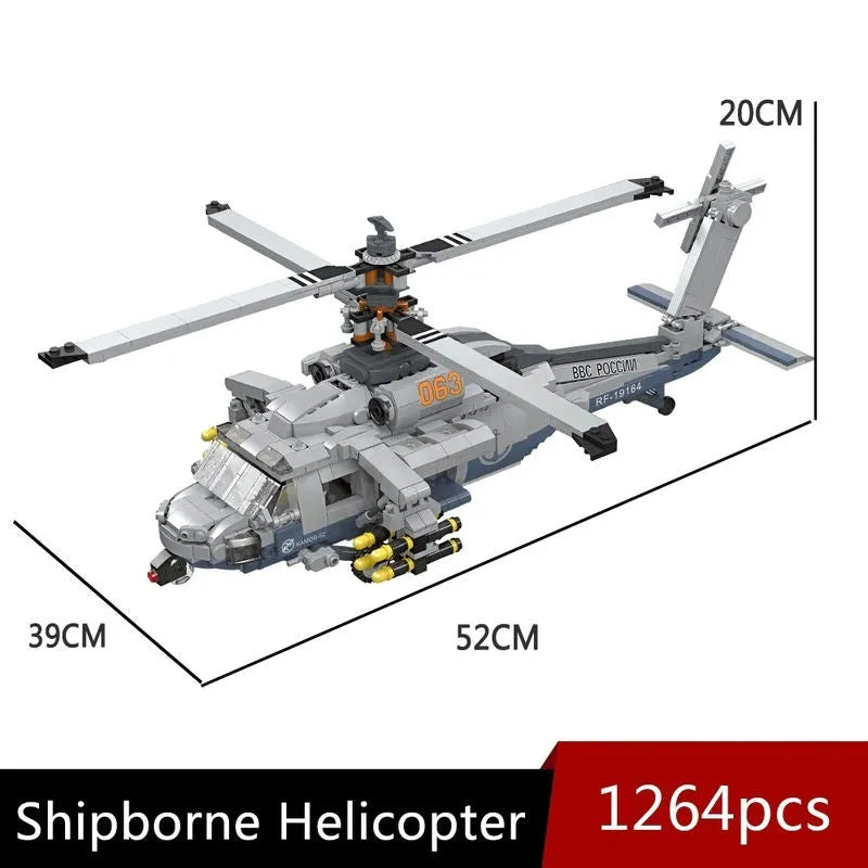JieStar MOC Building Block Set: Airborne Attack Fighter Helicopter, Model 61047