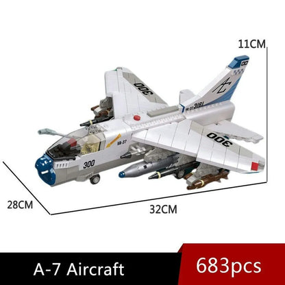 JieStar MOC Building Block Set: Aircraft A-7 Fighter Jet Attack Plane, Model 61044