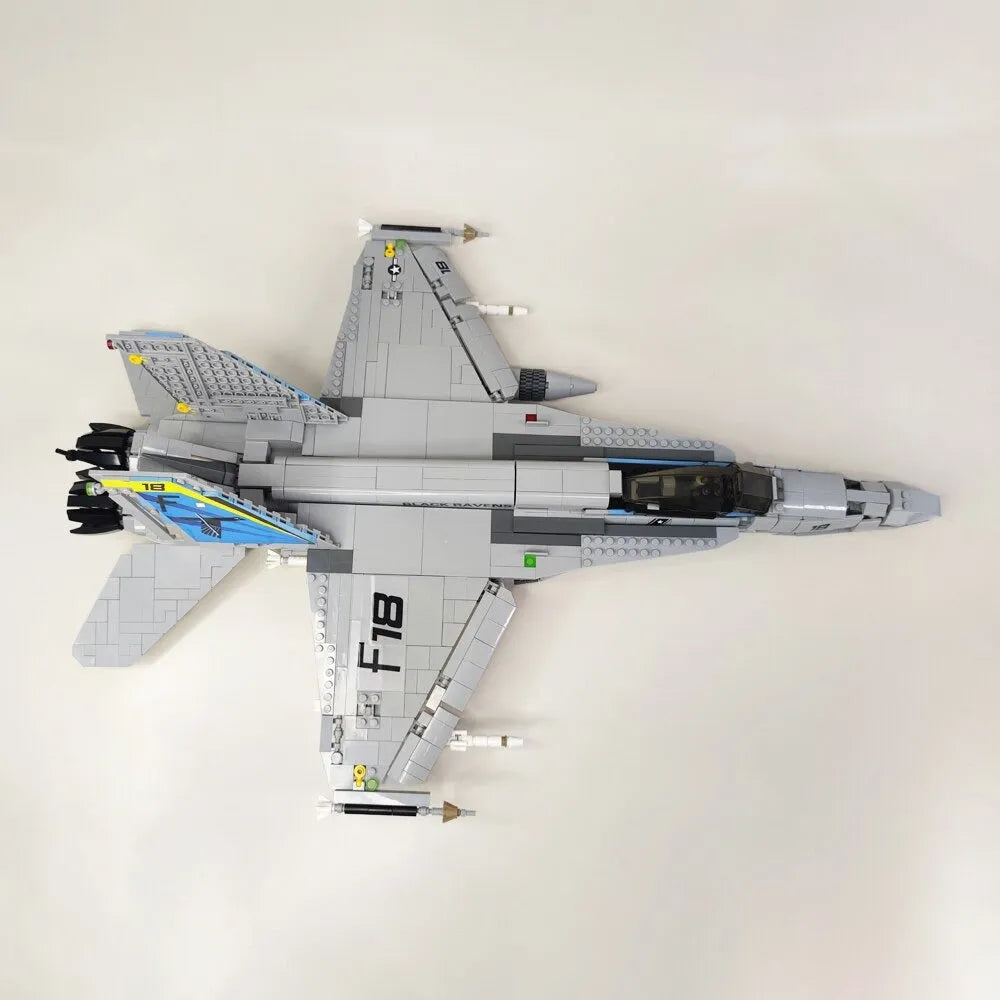 JieStar MOC Building Block Set: F-18 Fighter Jet Aircraft Kids, Model 61049