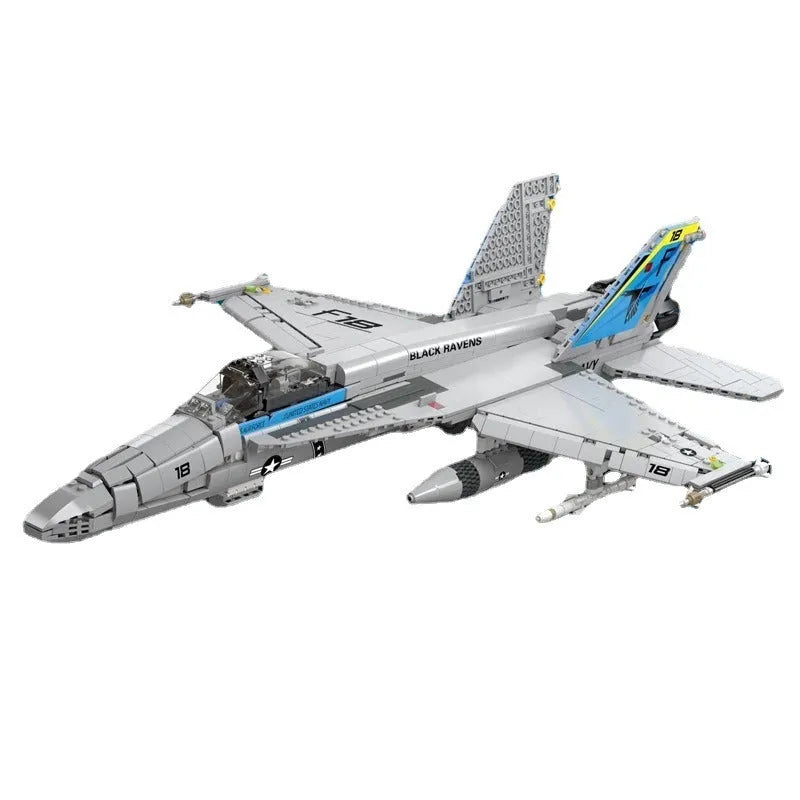 JieStar MOC Building Block Set: F-18 Fighter Jet Aircraft Kids, Model 61049