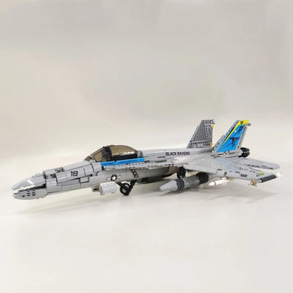 JieStar MOC Building Block Set: F-18 Fighter Jet Aircraft Kids, Model 61049