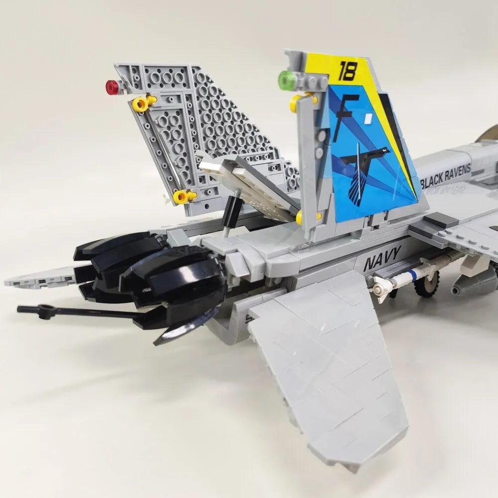 JieStar MOC Building Block Set: F-18 Fighter Jet Aircraft Kids, Model 61049