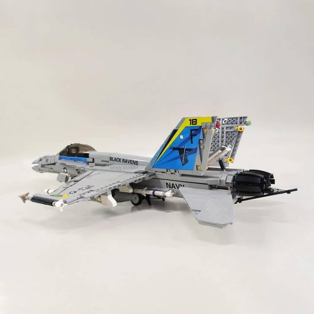 JieStar MOC Building Block Set: F-18 Fighter Jet Aircraft Kids, Model 61049