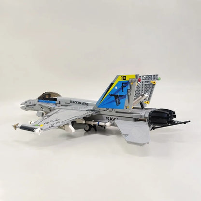 JieStar MOC Building Block Set: F-18 Fighter Jet Aircraft Kids, Model 61049