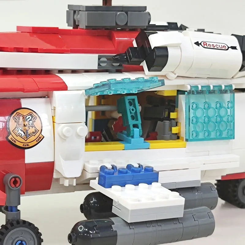 JieStar MOC Building Block Set: MH-60T Armed Rescue Helicopter, Model 61048
