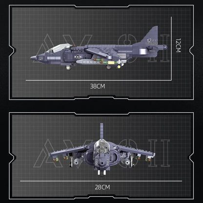 JieStar MOC Building Block Set: WW2 AV-8II Harrier Attack Aircraft Plane, Model 61052