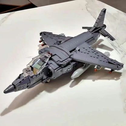 JieStar MOC Building Block Set: WW2 AV-8II Harrier Attack Aircraft Plane, Model 61052