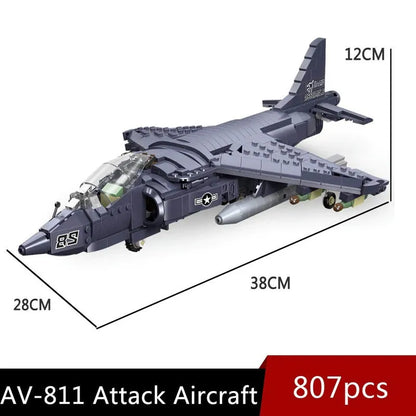 JieStar MOC Building Block Set: WW2 AV-8II Harrier Attack Aircraft Plane, Model 61052