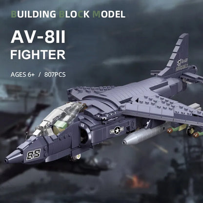 JieStar MOC Building Block Set: WW2 AV-8II Harrier Attack Aircraft Plane, Model 61052