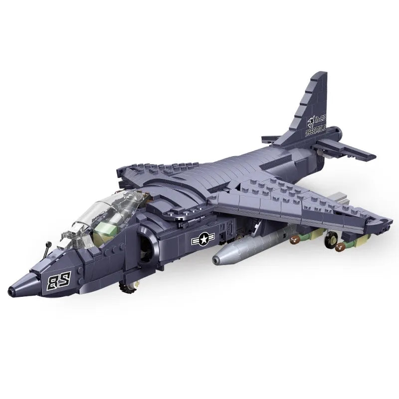 JieStar MOC Building Block Set: WW2 AV-8II Harrier Attack Aircraft Plane, Model 61052