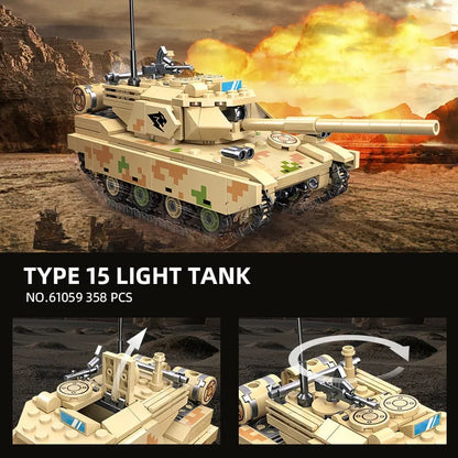 JieStar MOC Building Block Set: WW2 Type 15 Light Tank 61059, Model JS61059