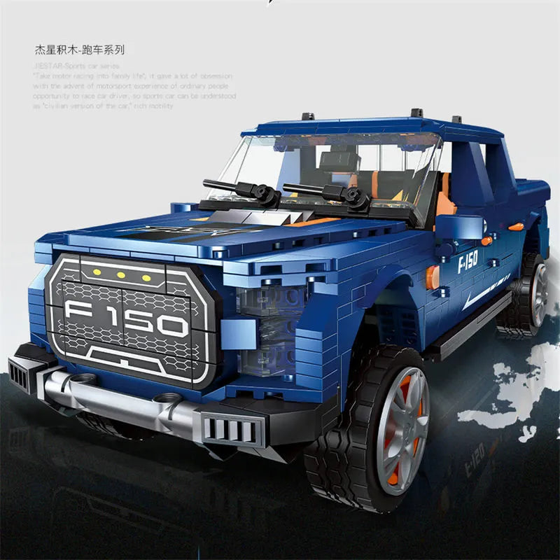 JieStar MOC Building Block Set: Motorized RC Ford F-150 Raptor Pickup Truck, Model 92020