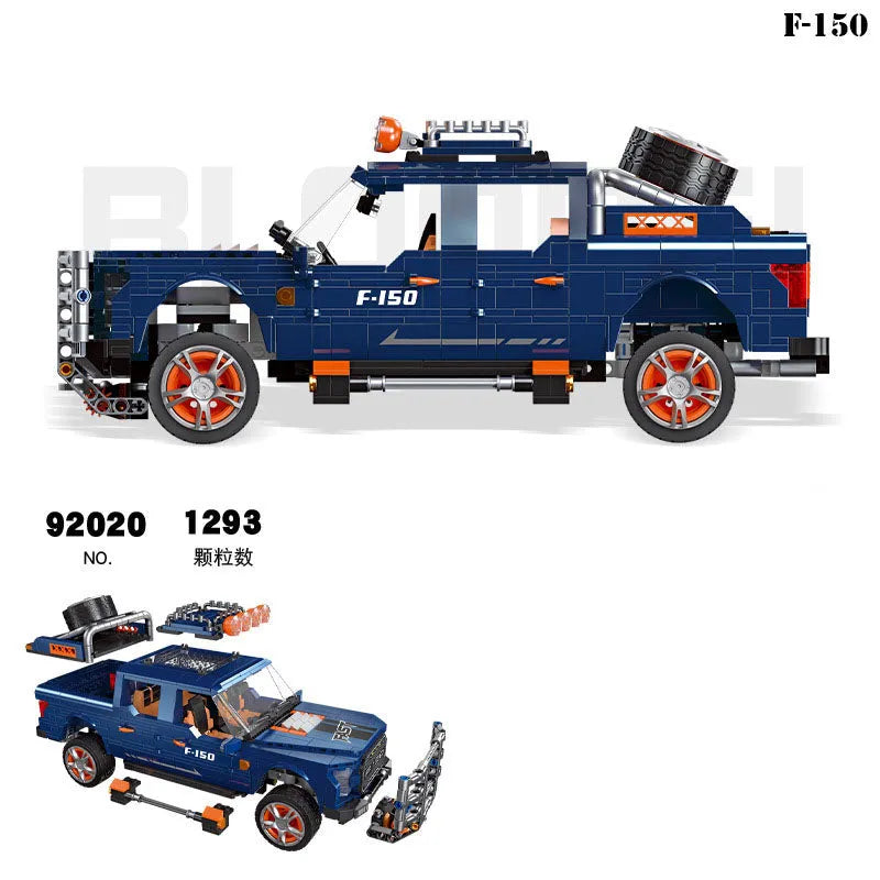 JieStar MOC Building Block Set: Motorized RC Ford F-150 Raptor Pickup Truck, Model 92020