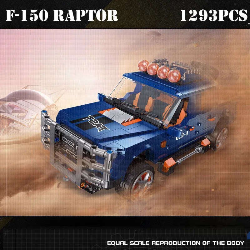 JieStar MOC Building Block Set: Motorized RC Ford F-150 Raptor Pickup Truck, Model 92020