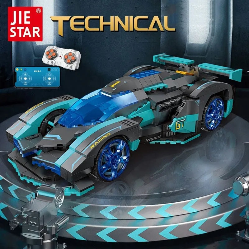 JieStar MOC Motorized Building Block Set: RC APP Concept Racing Vision GT Car 92019