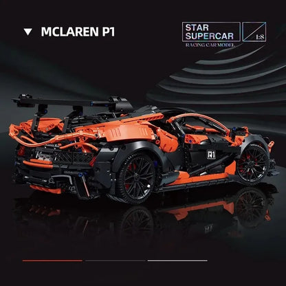 JieStar MOC Building Block Set: RC Motorized P1 Hypercar Super Racing Car 91104, Model 91104PF