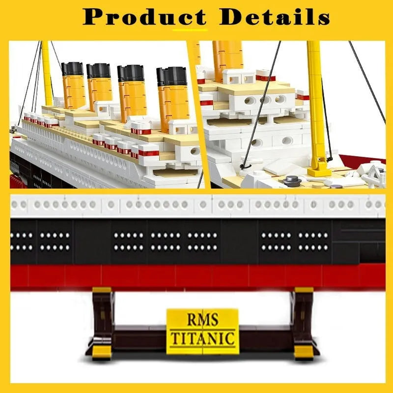 JieStar MOC Building Block Set: RMS Titanic Cruiser Steam Ship Boat, Model 92026