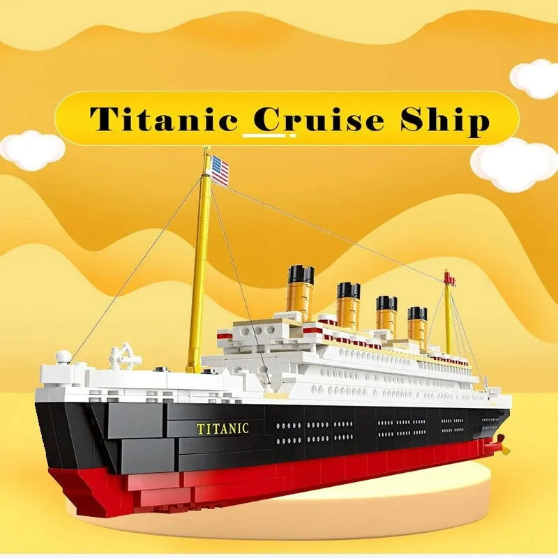 JieStar MOC Building Block Set: RMS Titanic Cruiser Steam Ship Boat, Model 92026