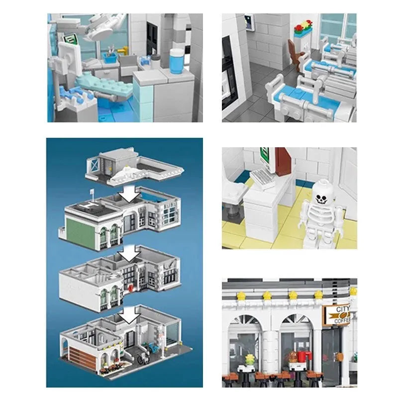 JieStar MOC Building Block Set: Street Expert Creator City Hospital 89135