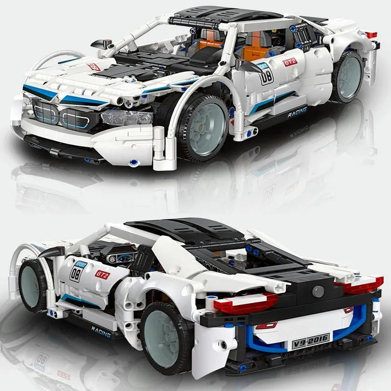 JieStar MOC Motorized Building Block Set: BMW I8 Super Racing Car 92016