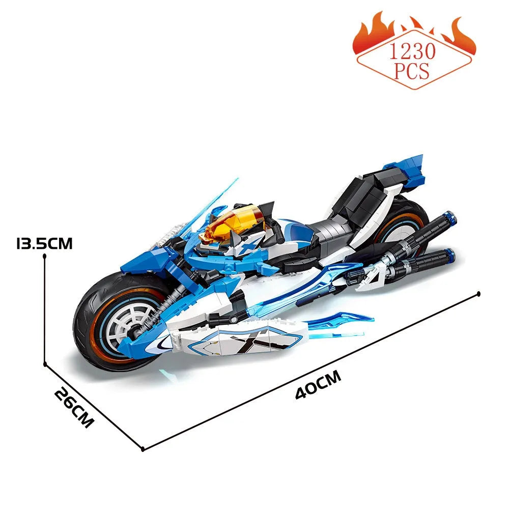 JieStar MOC Building Block Set: CYBERANGEL Concept Motorcycle, Model 58013