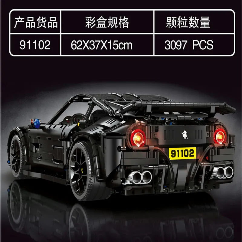 JieStar MOC Motorized Building Block Set: Ferrari F12 Sports Racing Car 91102