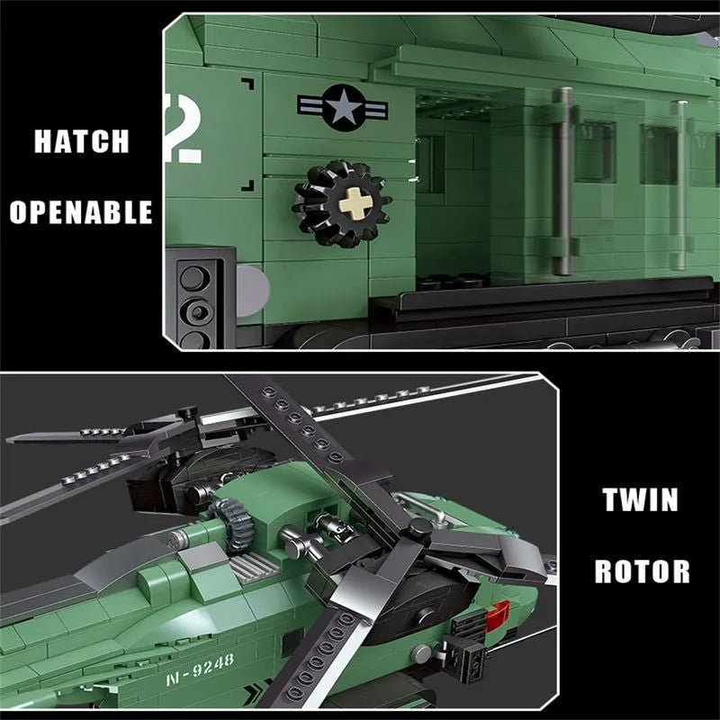 JieStar MOC Building Block Set: Twin-Rotor Helicopter 58008
